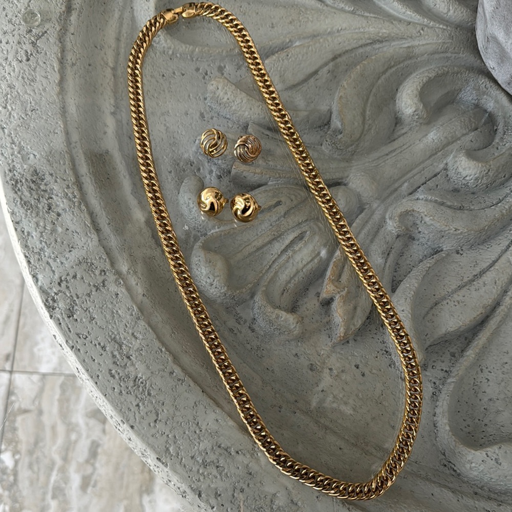 Vintage Monet Gold Necklace and Earring Set
